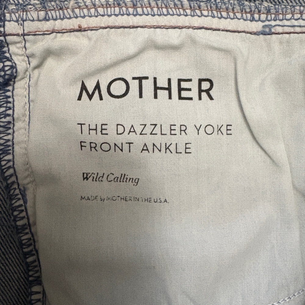 MOTHER The Dazzler Yoke Front Ankle Denim Jeans Wild Calling Blue Wash Size 27 - Picture 13 of 16
